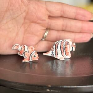 Tiny Ceramic Exotic Fish Figurines – Set of 2